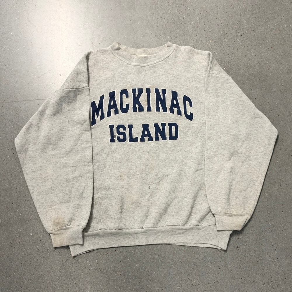 Vintage Tultex Mackinac Island Michigan Sweatshirt Heather Gray Large